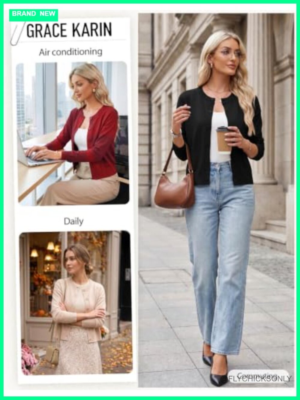 Cropped Cardigan Sweaters for Women, Cotton Button up Cardigan, Oversized Knit - Picture 5 of 6